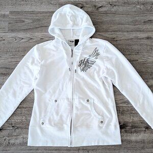Harley Davidson Full Zip Rhinestone Hoodie - Women's Large - L